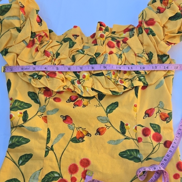 Agua Bendita Yellow Floral Off-Shoulder Mini Dress - Picture 13 of 16